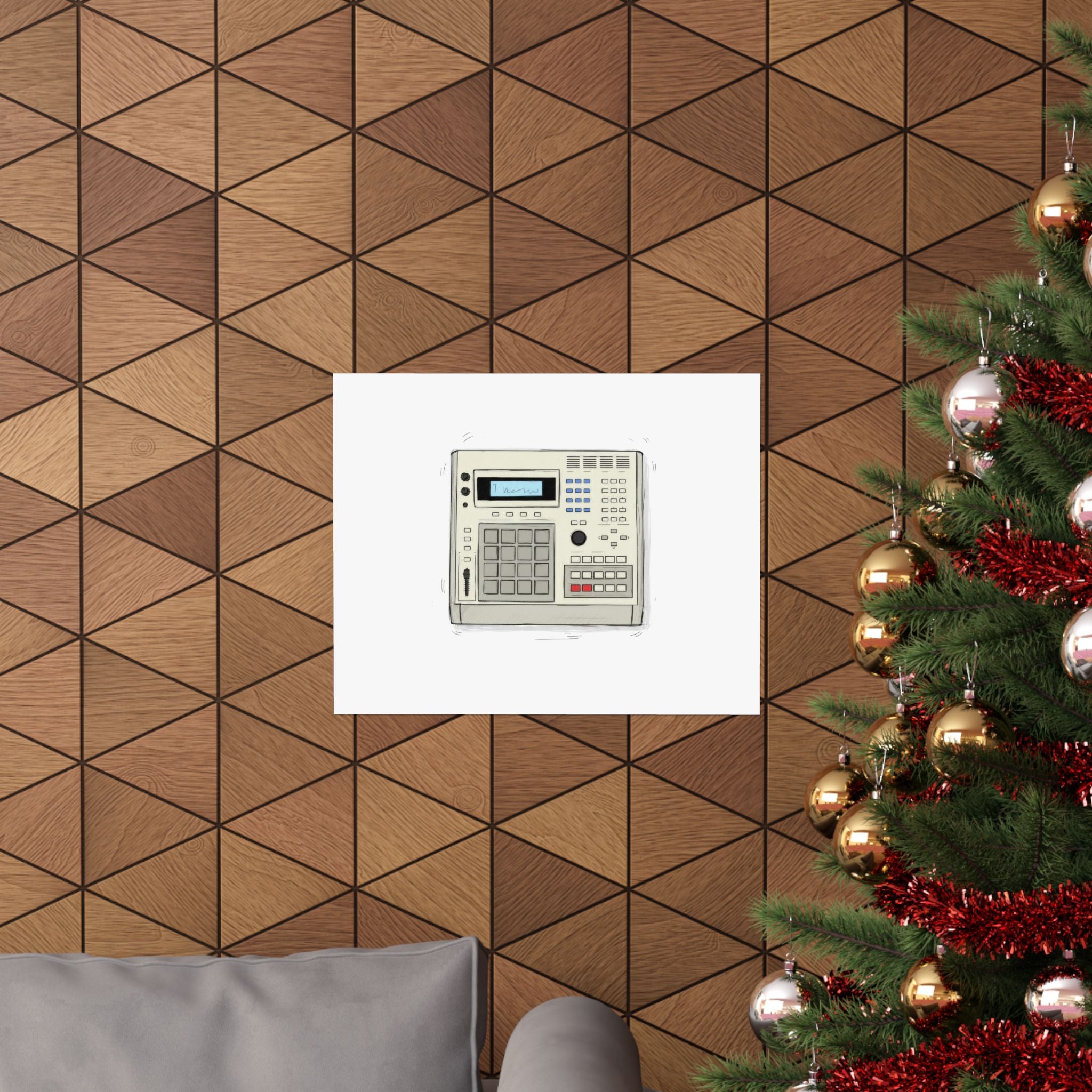 Vintage Drum Machine Art Print – Retro Sampler & Beatmaker Poster for Studio Wall