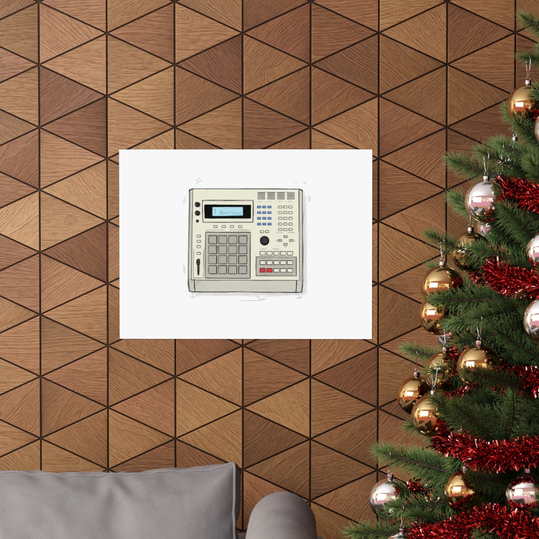 Vintage Drum Machine Art Print – Retro Sampler & Beatmaker Poster for Studio Wall
