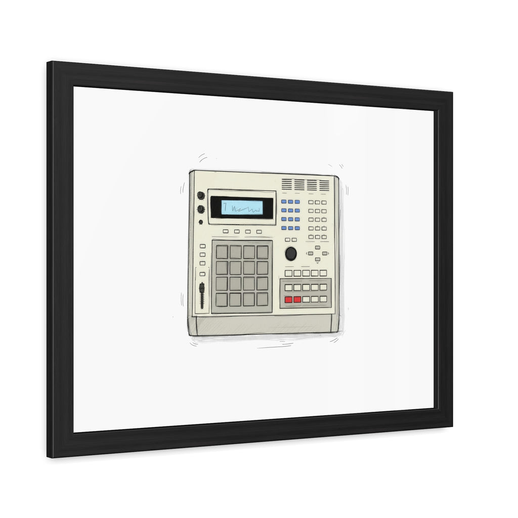 Vintage Drum Machine Framed Art Print – Retro Sampler & Beatmaker Wall Art for Music Producers