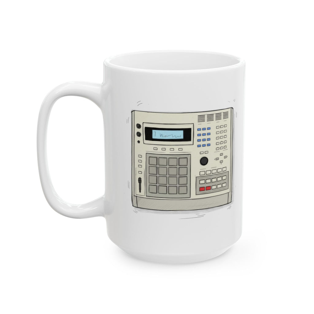 Vintage Drum Machine Coffee Mug – Retro Sampler & Beatmaker Gift for Music Producers