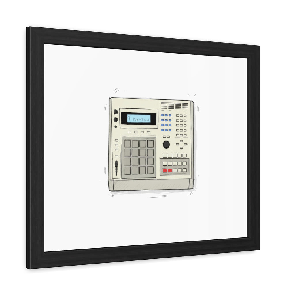 Vintage Drum Machine Framed Art Print – Retro Sampler & Beatmaker Wall Art for Music Producers